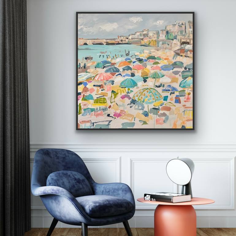 Original Abstract Beach Painting by Lou Sheldon