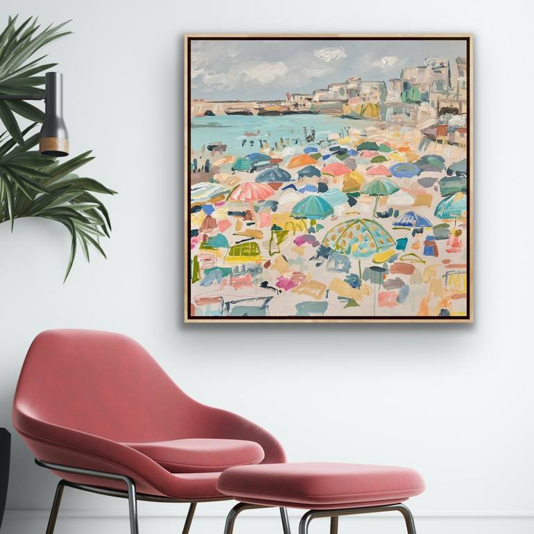 Original Abstract Beach Painting by Lou Sheldon
