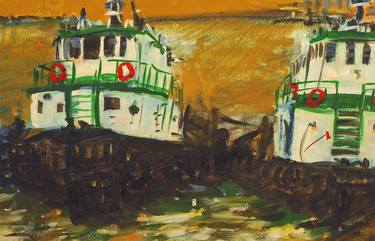 Print of Impressionism Boat Paintings by Hugh Heaton