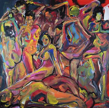 Original Abstract Expressionism Nude Paintings by Eraclis Aristidou