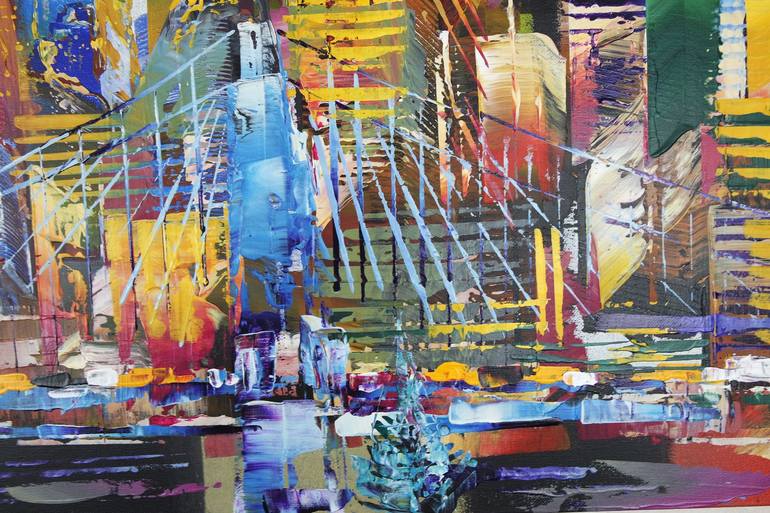 Original Abstract Expressionism Cities Painting by Eraclis Aristidou