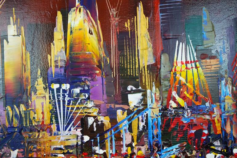 Original Abstract Expressionism Cities Painting by Eraclis Aristidou