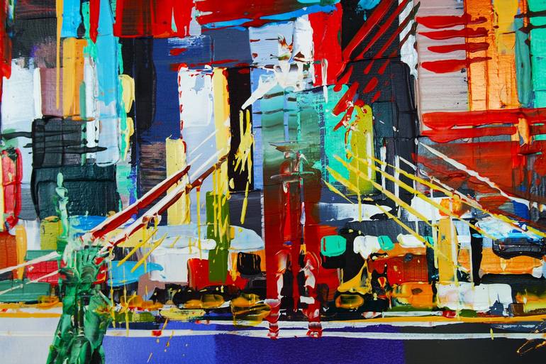 Original Abstract Expressionism Cities Painting by Eraclis Aristidou