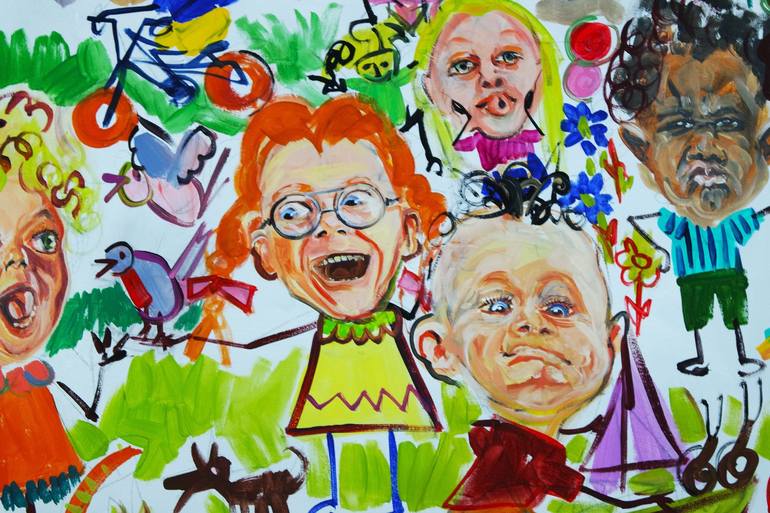 Original Portraiture Children Painting by Eraclis Aristidou