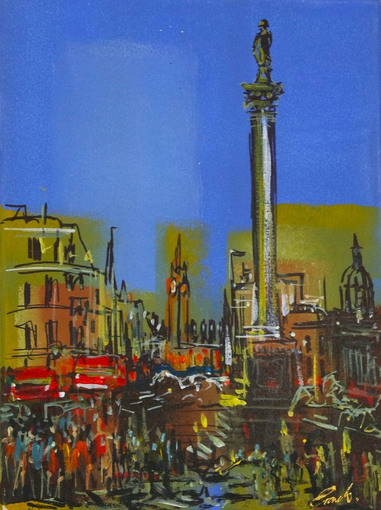 Original Architecture Painting by Eraclis Aristidou | Abstract Expressionism Art on Canvas | Trafalgar Square London 359