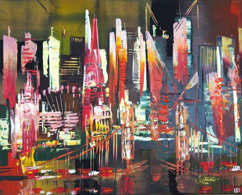 Original Architecture Painting by Eraclis Aristidou | Abstract Expressionism Art on Canvas | London City Skyline 232