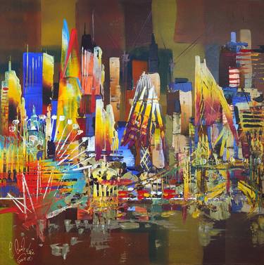 Original Abstract Expressionism Architecture Paintings by Eraclis Aristidou