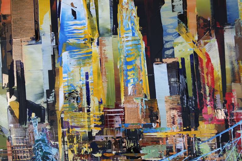 Original Abstract Cities Painting by Eraclis Aristidou