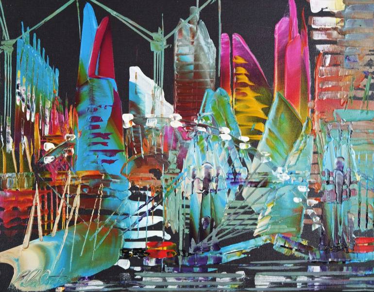 Original Abstract Expressionism Cities Paintings by Eraclis Aristidou