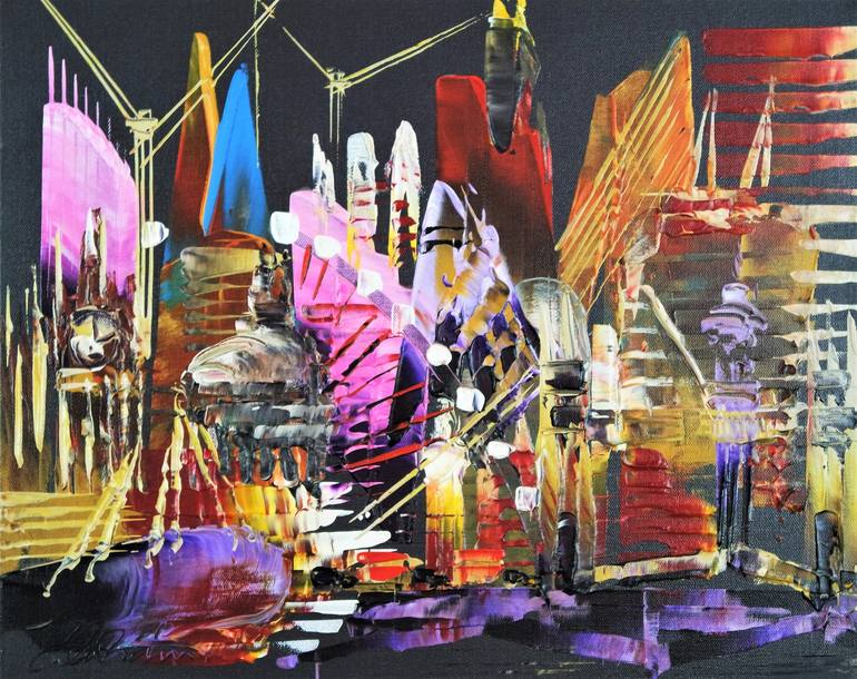 Original Abstract Expressionism Architecture Paintings by Eraclis Aristidou