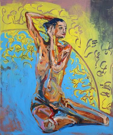 Original Romanticism Nude Painting by Eraclis Aristidou
