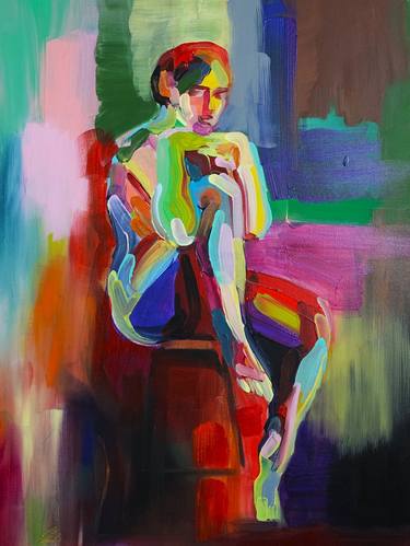 Original Abstract Expressionism Nude Painting by Eraclis Aristidou
