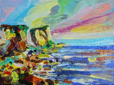 Original Abstract Expressionism Beach Painting by Eraclis Aristidou