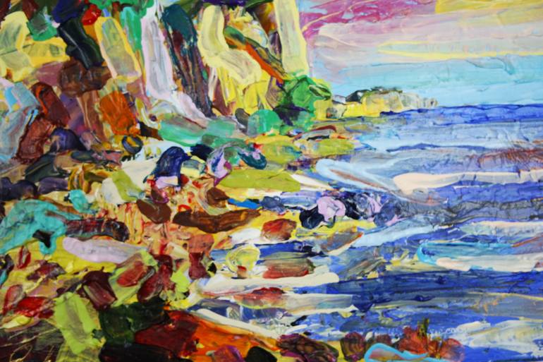 Original Abstract Expressionism Beach Painting by Eraclis Aristidou