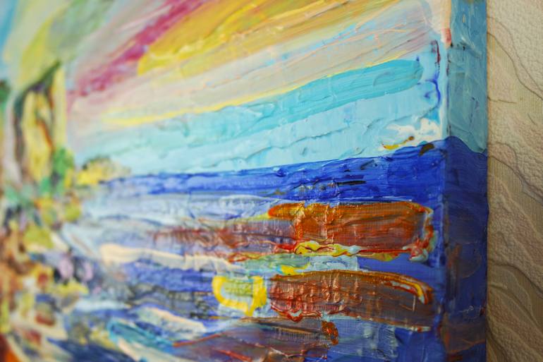 Original Abstract Expressionism Beach Painting by Eraclis Aristidou