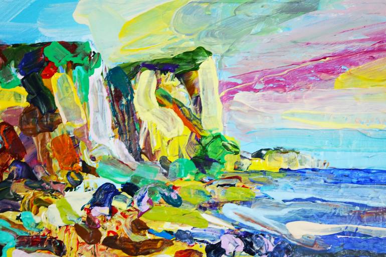 Original Abstract Expressionism Beach Painting by Eraclis Aristidou