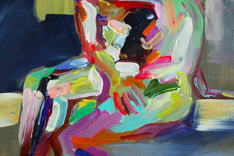 Original Abstract Expressionism Erotic Painting by Eraclis Aristidou