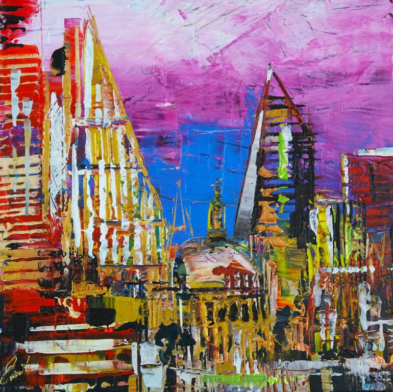 Original Architecture Painting by Eraclis Aristidou | Abstract Expressionism Art on Canvas | Things to do in City of London 946