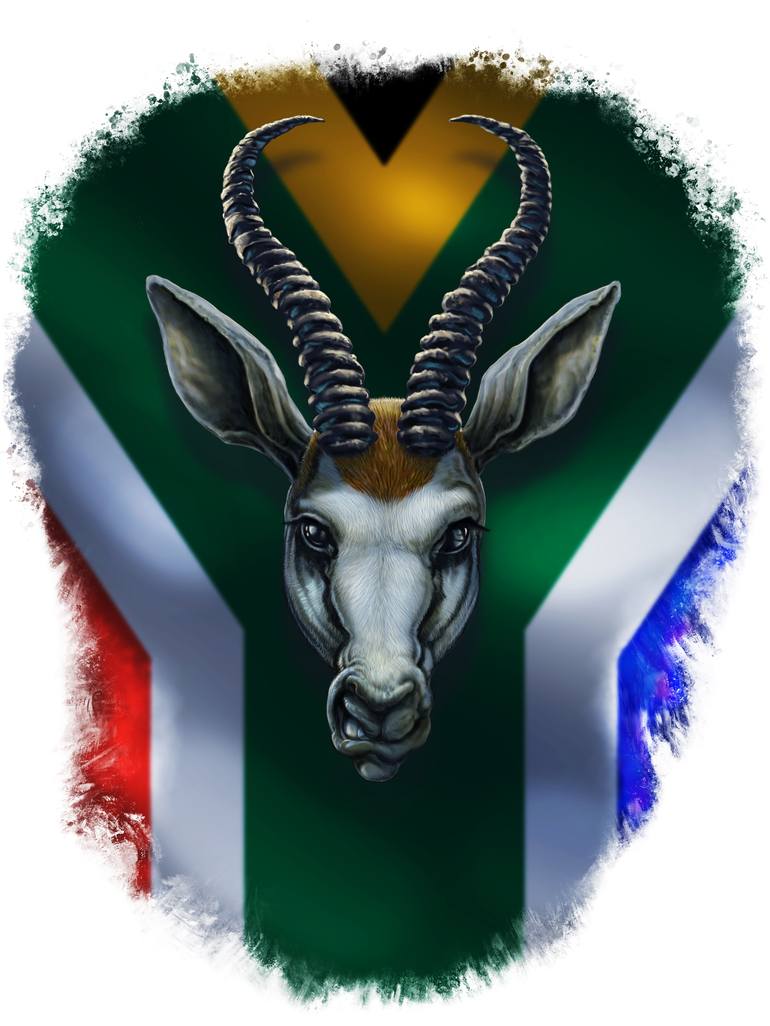 Springbok Attitude South African Flag Mixed Media by Robin Mc Bride ...