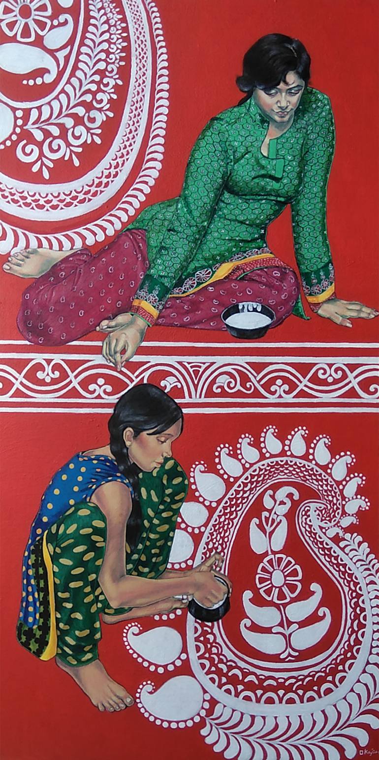 Alpana Painting by Kajori Ghoshal | Saatchi Art