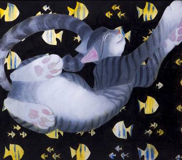 Print of Cats Paintings by Kajori Ghoshal