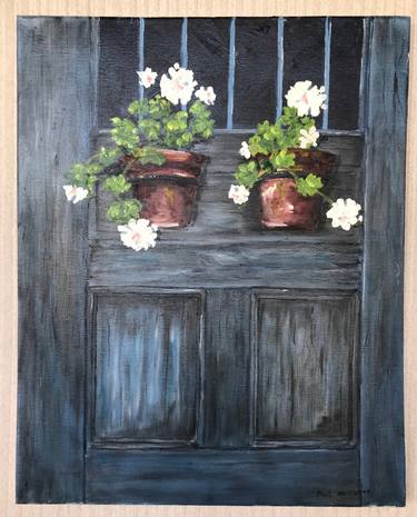Old Door with Hanging Flowerpots thumb
