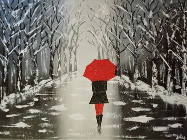 Lady with red umbrella and red socks! thumb
