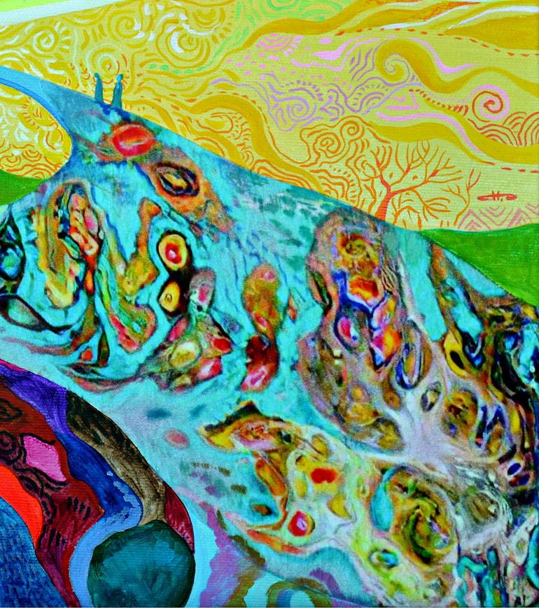 Original Pop Art Landscape Painting by Silvia Pavlova