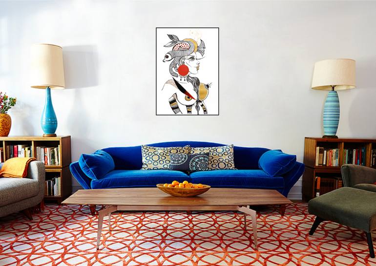 Original Art Deco Erotic Drawing by Silvia Pavlova