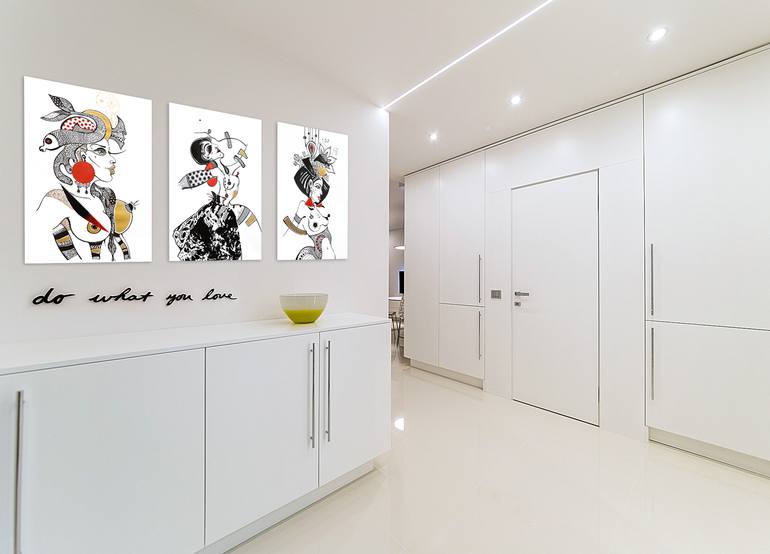 Original Art Deco Erotic Drawing by Silvia Pavlova