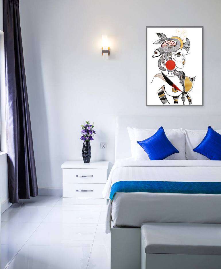 Original Art Deco Erotic Drawing by Silvia Pavlova