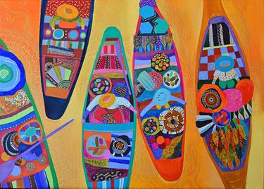 Print of Boat Paintings by Silvia Pavlova