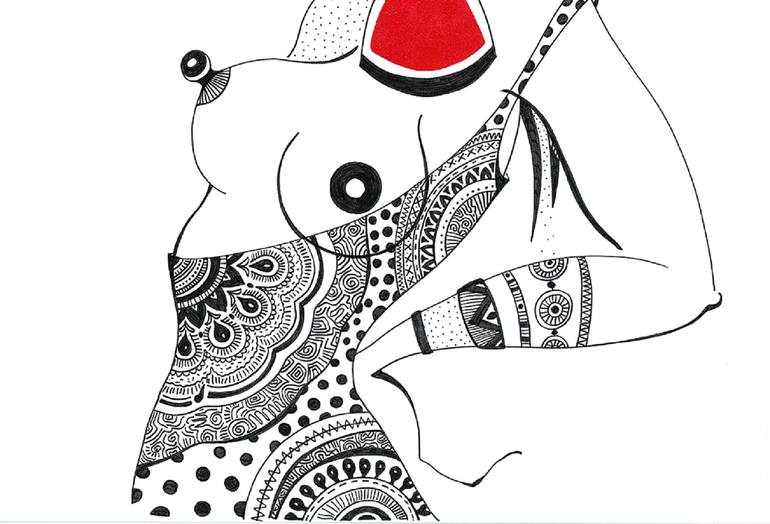 Original Pop Art Erotic Drawing by Silvia Pavlova