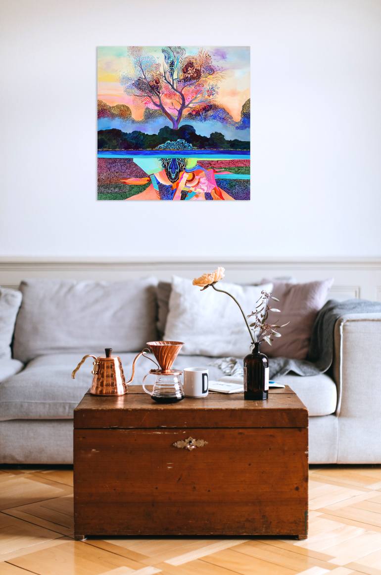 Original Art Deco Landscape Painting by Silvia Pavlova