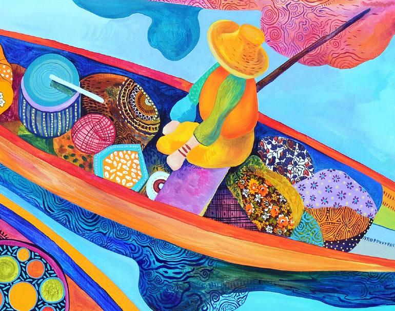 Original Figurative Boat Painting by Silvia Pavlova