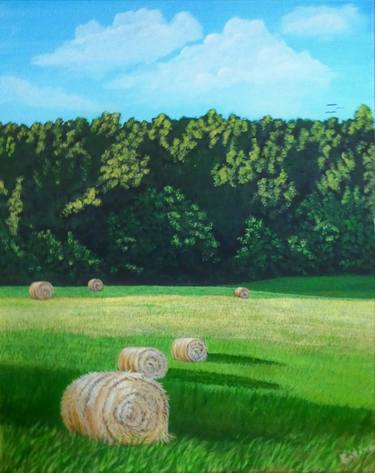 Hay Bales Painting By Ritina Ansurkar Saatchi Art