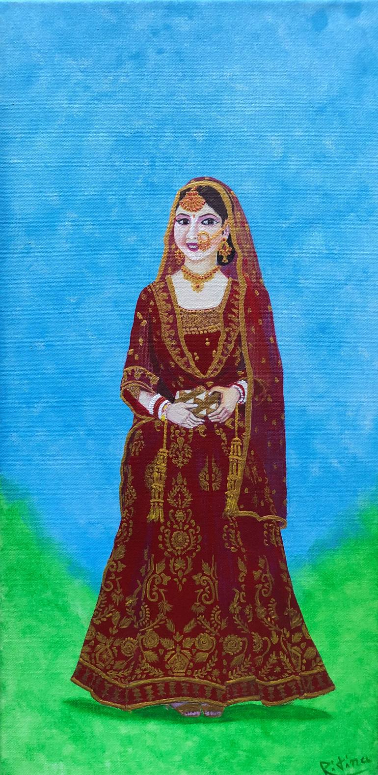 Original Folk Women Painting by Ritina Ansurkar