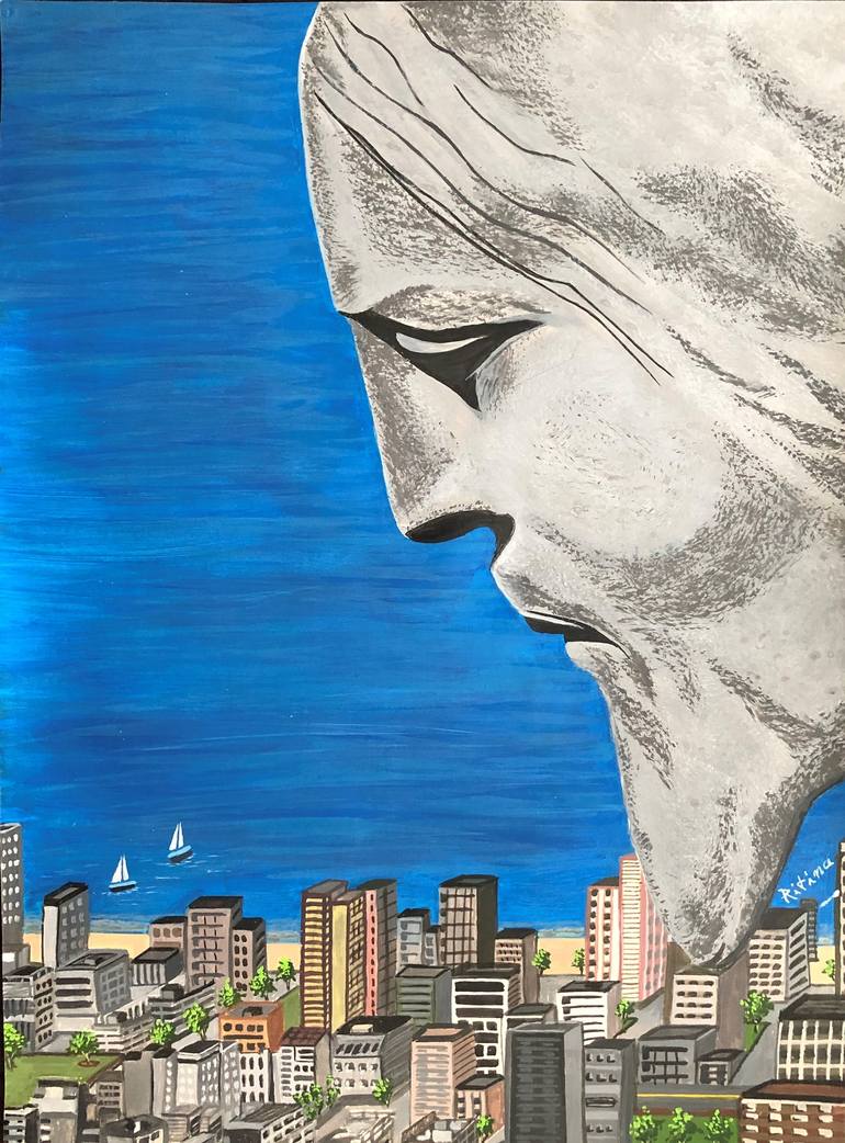Original Architecture Painting by Ritina Ansurkar | Other Art on Paper | Christ the Redeemer - Rio de Janeiro