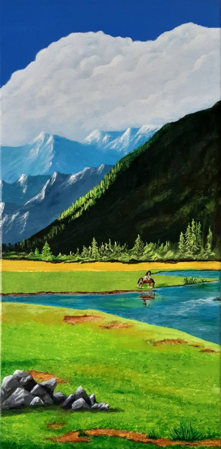 Original Fine Art Landscape Painting by Ritina Ansurkar