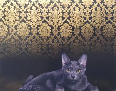 Cat on gold brocade thumb