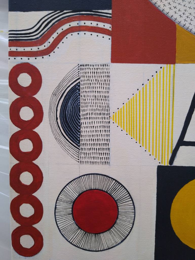 Original Folk Abstract Painting by Miriam Chiera