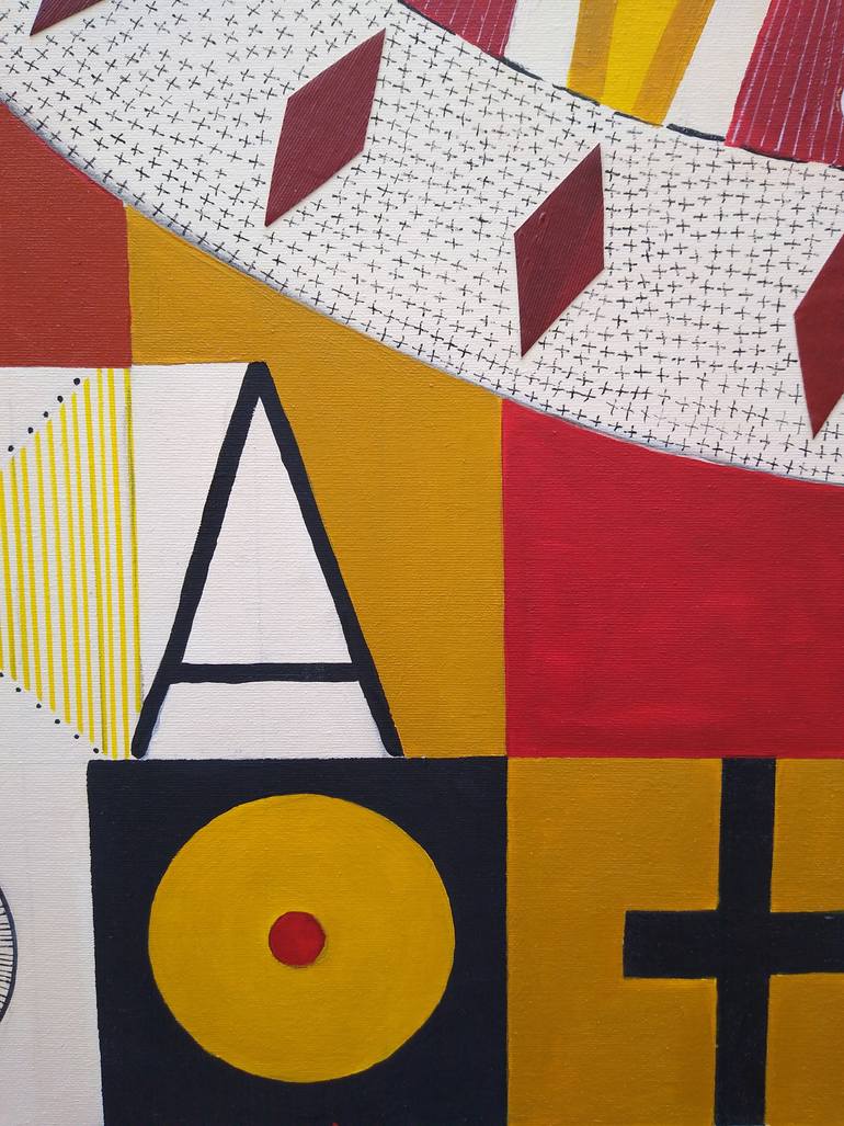 Original Folk Abstract Painting by Miriam Chiera