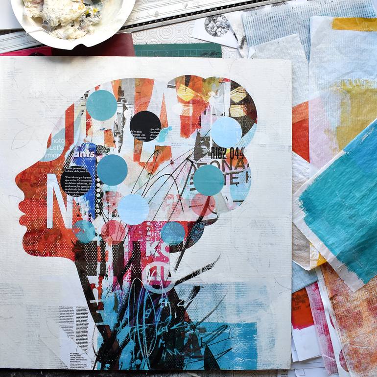 Original Geometric Women Collage by Manel Villalonga