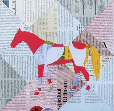 Original Figurative Horse Collage by Manel Villalonga