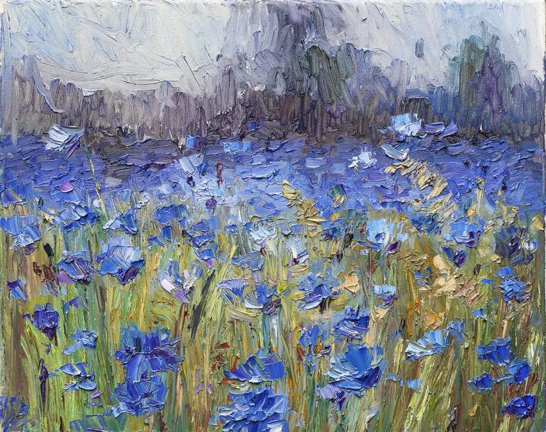 Blue Field Painting by Daria Mamonova | Saatchi Art