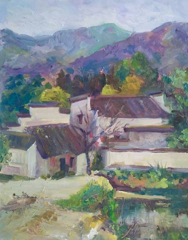 Original oil painting - Old chinese village thumb