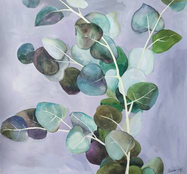 Eucaliptus- watercolor plant Illustration on paper, wall decor thumb