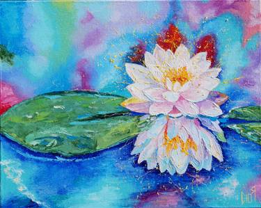 Lotus Flower Painting Canvas Original Art Water Lily Artwork Floral Wall Art Water Lily Pond Art Impasto Painting Yoga Art Meditation Room Painting By Julia Good Saatchi Art
