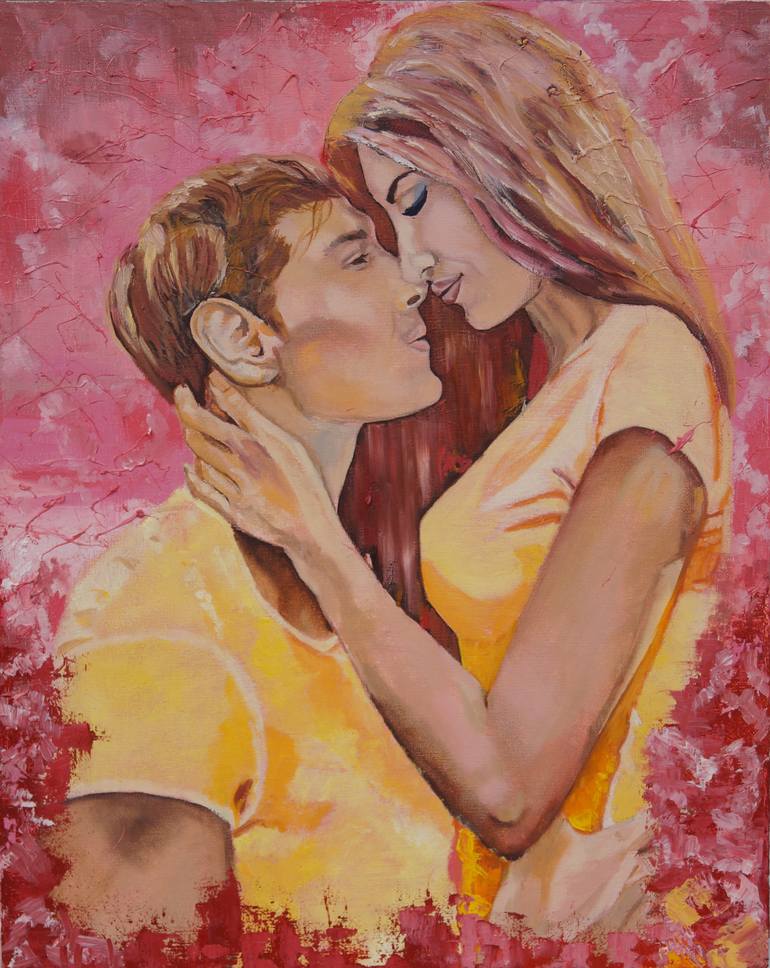 hugging couple painting