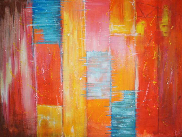 Orange Large Abstract Painting Modern Art